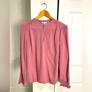 Boden Lori Viscose Long Sleeve Blouse Swiss Dot Pattern Dusty Pink Size 8